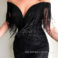 Sexy Lady Black Long Shoulder Off Mermaid Dress